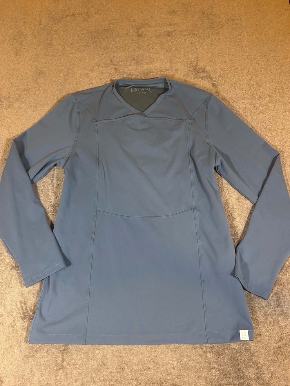 Lalabu Carrier Long Sleeve V-Neck Top Blue Size XL